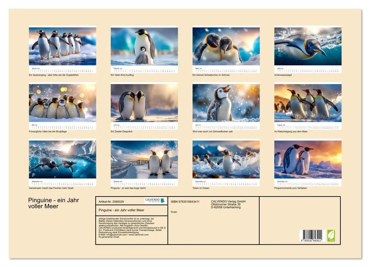 Bild: 9783516643411 | Pinguine - ein Jahr voller Meer (Wandkalender 2026 DIN A2 quer),...