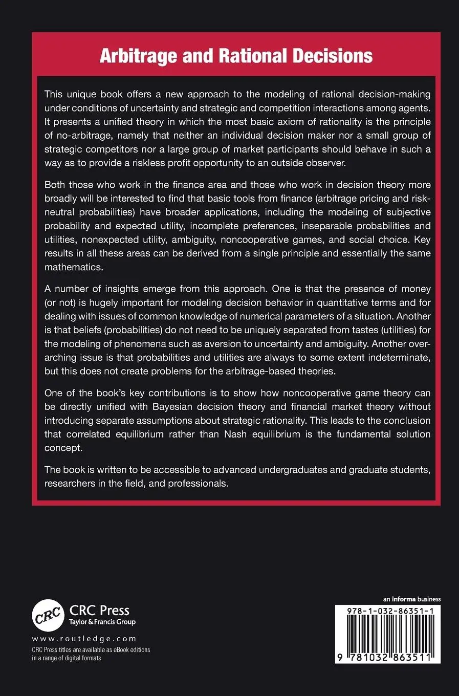 Rückseite: 9781032863511 | Arbitrage and Rational Decisions | Robert Nau | Buch | Englisch | 2025