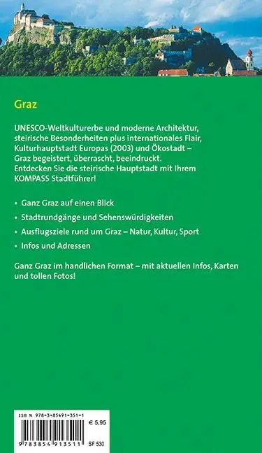 Rückseite: 9783854913511 | KOMPASS Stadtführer Graz | mit Sehenswertem, Stadtrundgängen und Infos