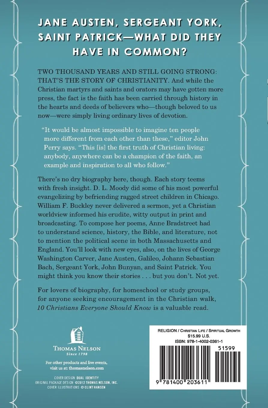 Rückseite: 9781400203611 | The 10 Christians Everyone Should Know | Thomas Nelson Publishers