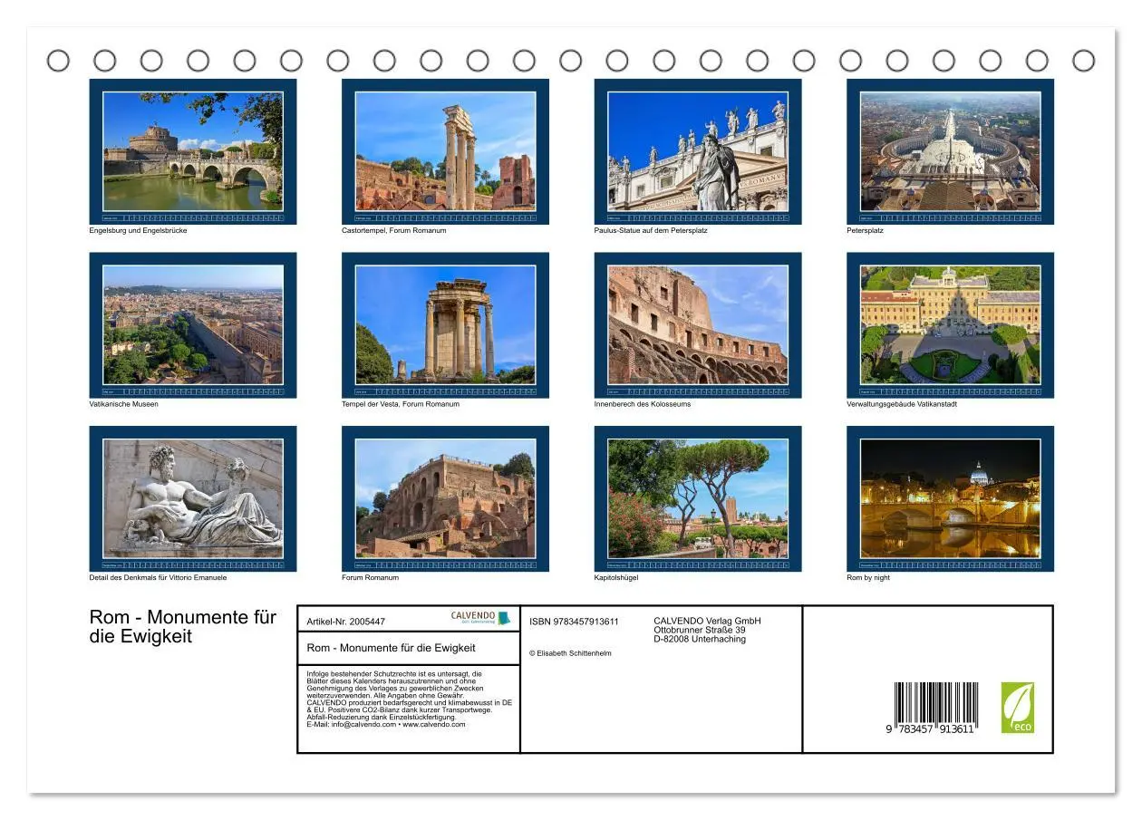 Bild: 9783457913611 | Rom - Monumente für die Ewigkeit (Tischkalender 2026 DIN A5 quer),...