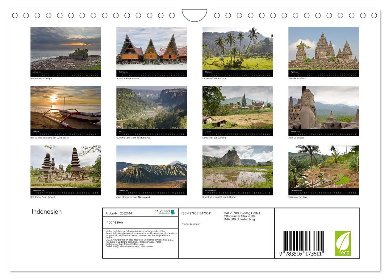 Bild: 9783516173611 | Indonesien (Wandkalender 2026 DIN A4 quer), CALVENDO Monatskalender