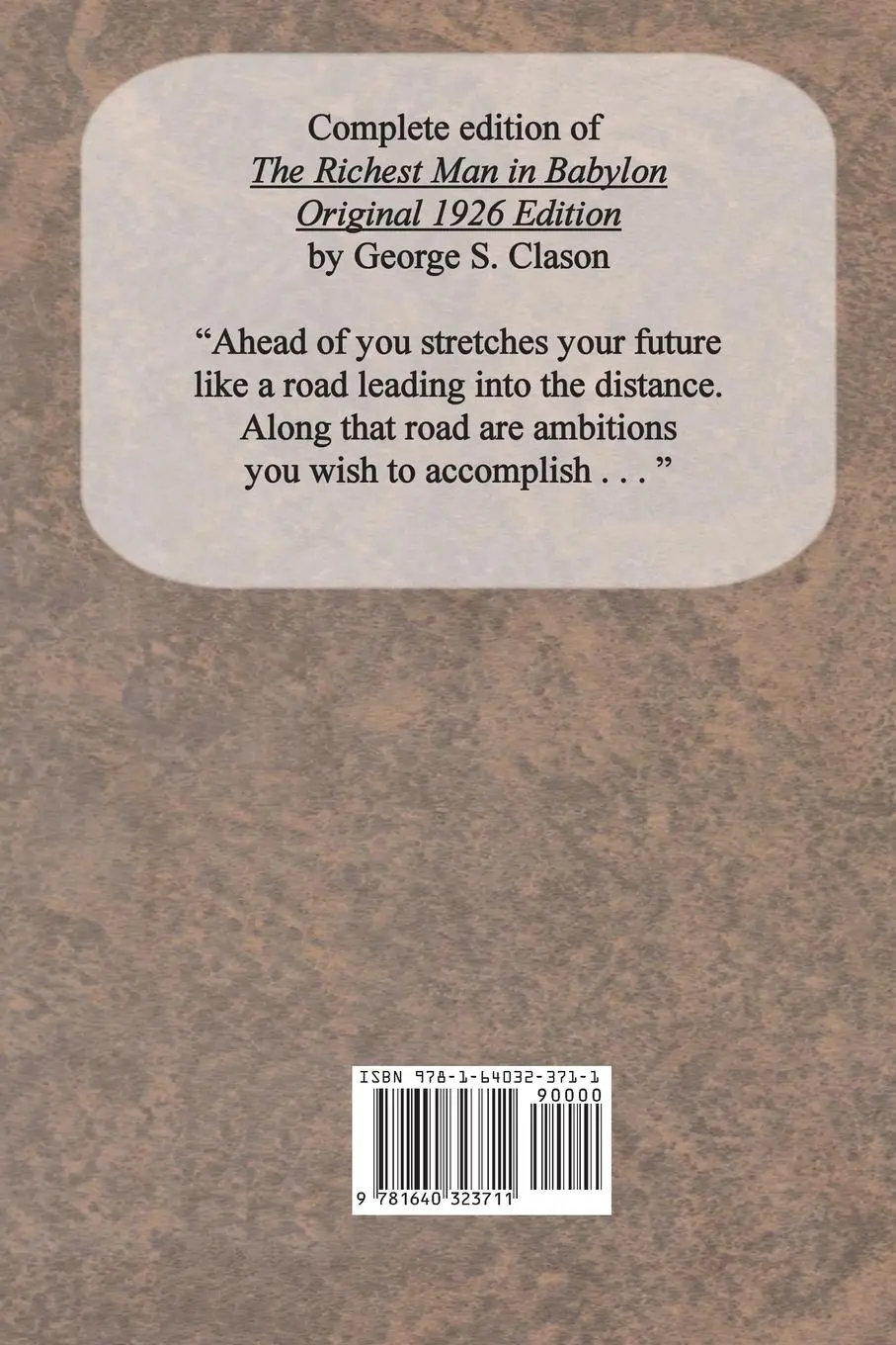 Rückseite: 9781640323711 | The Richest Man in Babylon Original 1926 Edition | George S. Clason