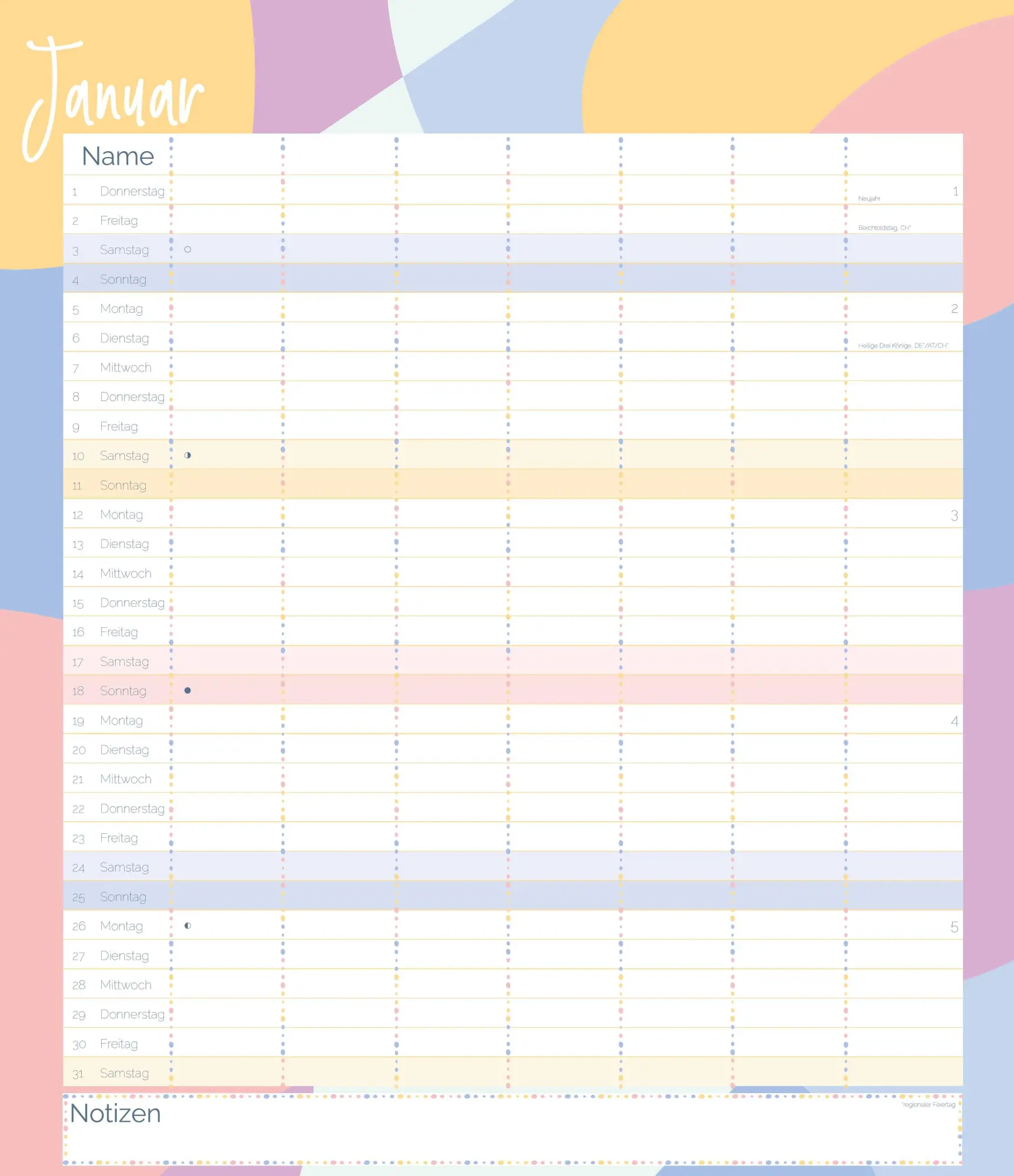 Bild: 4069095003811 | Flexiplaner kunterbunt 2026 | Kalender | DuMont (Kalender) | 14 S.
