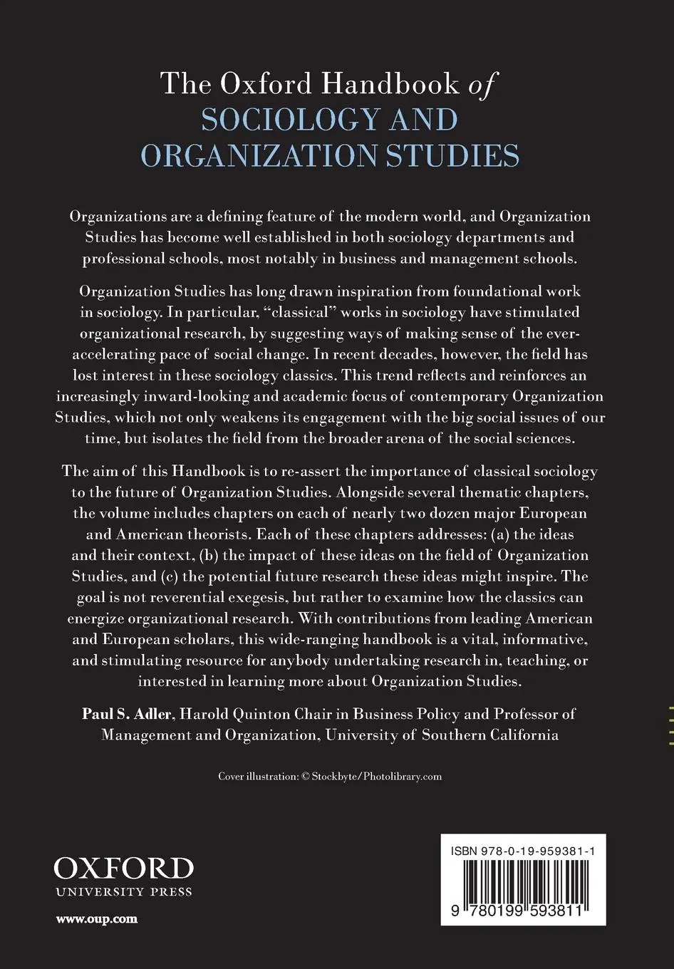 Rückseite: 9780199593811 | The Oxford Handbook of Sociology and Organization Studies | Adler