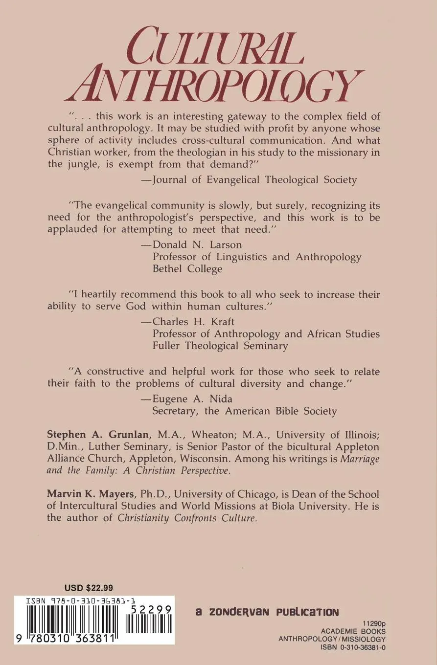Rückseite: 9780310363811 | Cultural Anthropology | A Christian Perspective | Grunlan (u. a.)