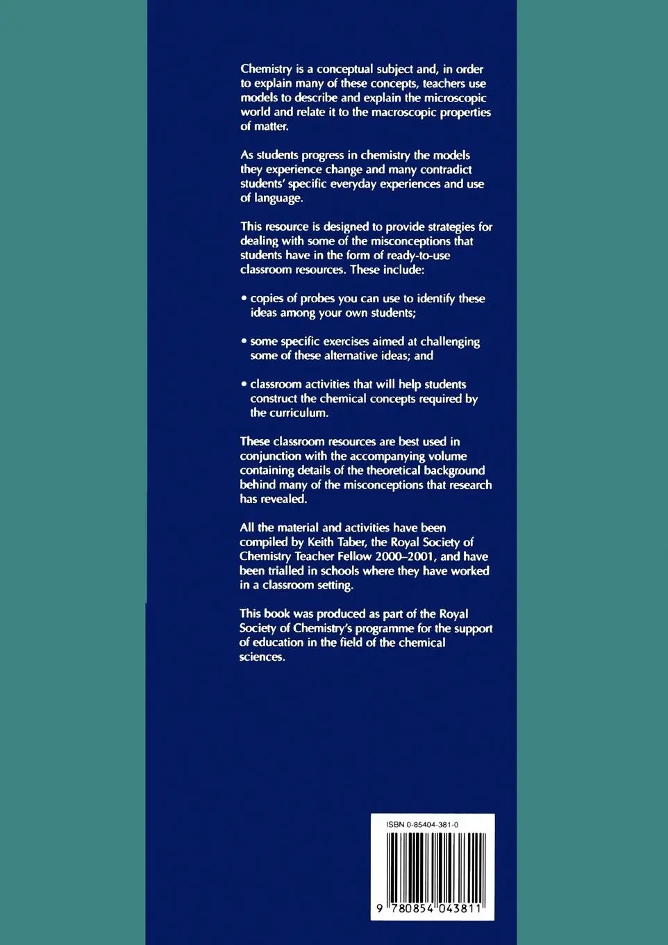 Rückseite: 9780854043811 | Chemical Misconceptions | Keith Taber | Taschenbuch | Englisch | 2002