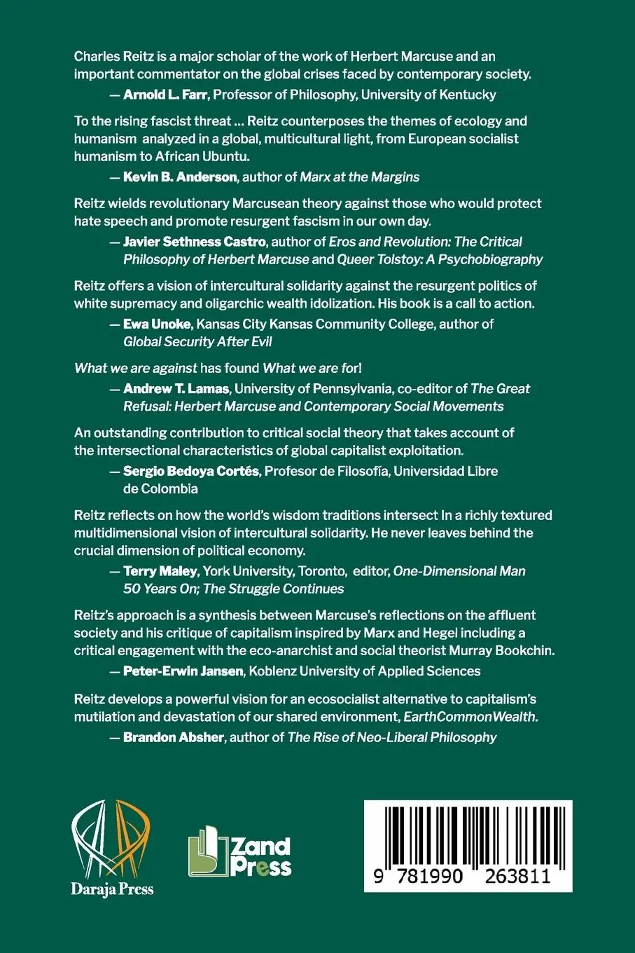 Rückseite: 9781990263811 | The revolutionary ecological legacy of Herbert Marcuse | Charles Reitz