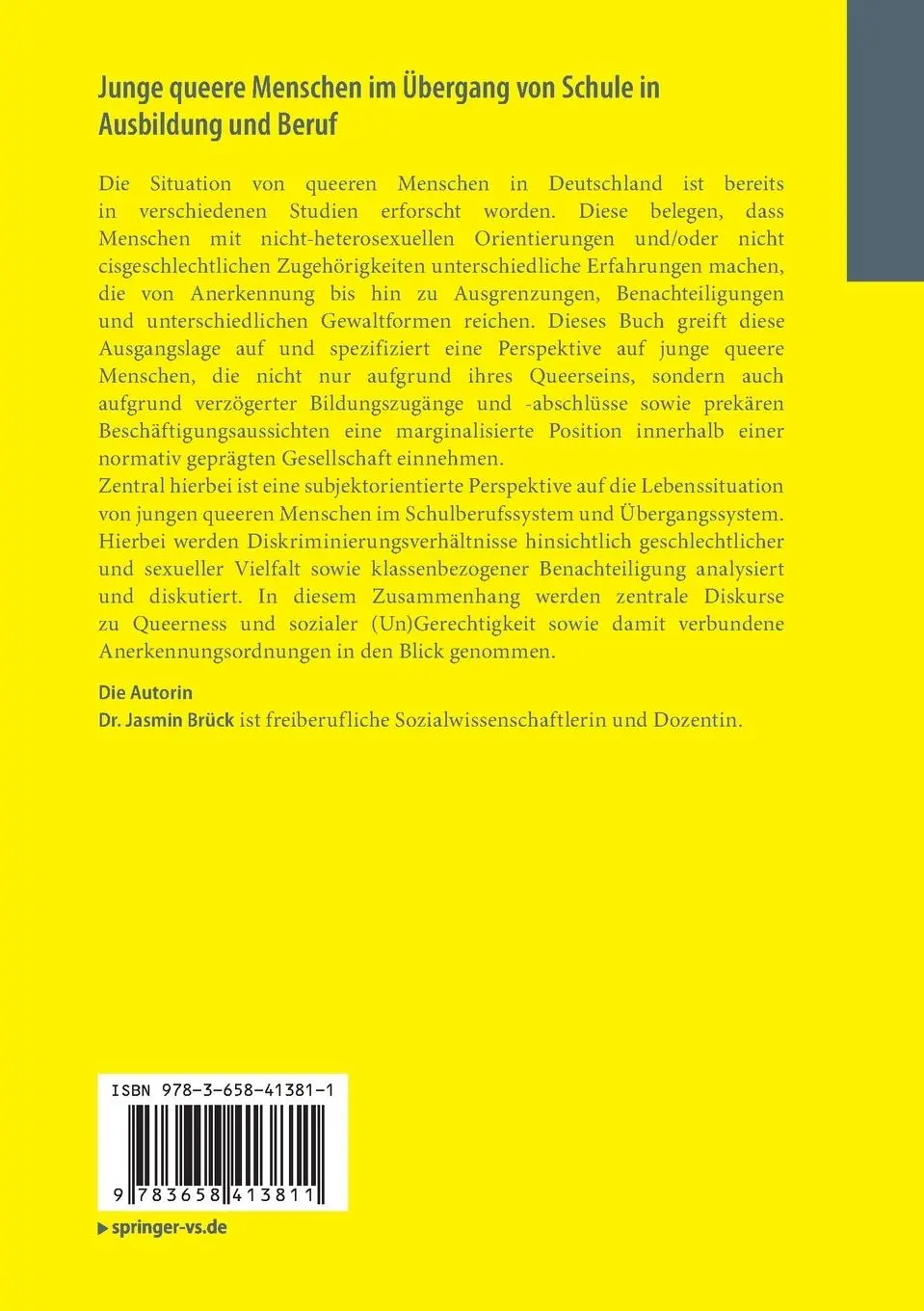 Rückseite: 9783658413811 | Junge queere Menschen im Übergang von Schule in Ausbildung und Beruf