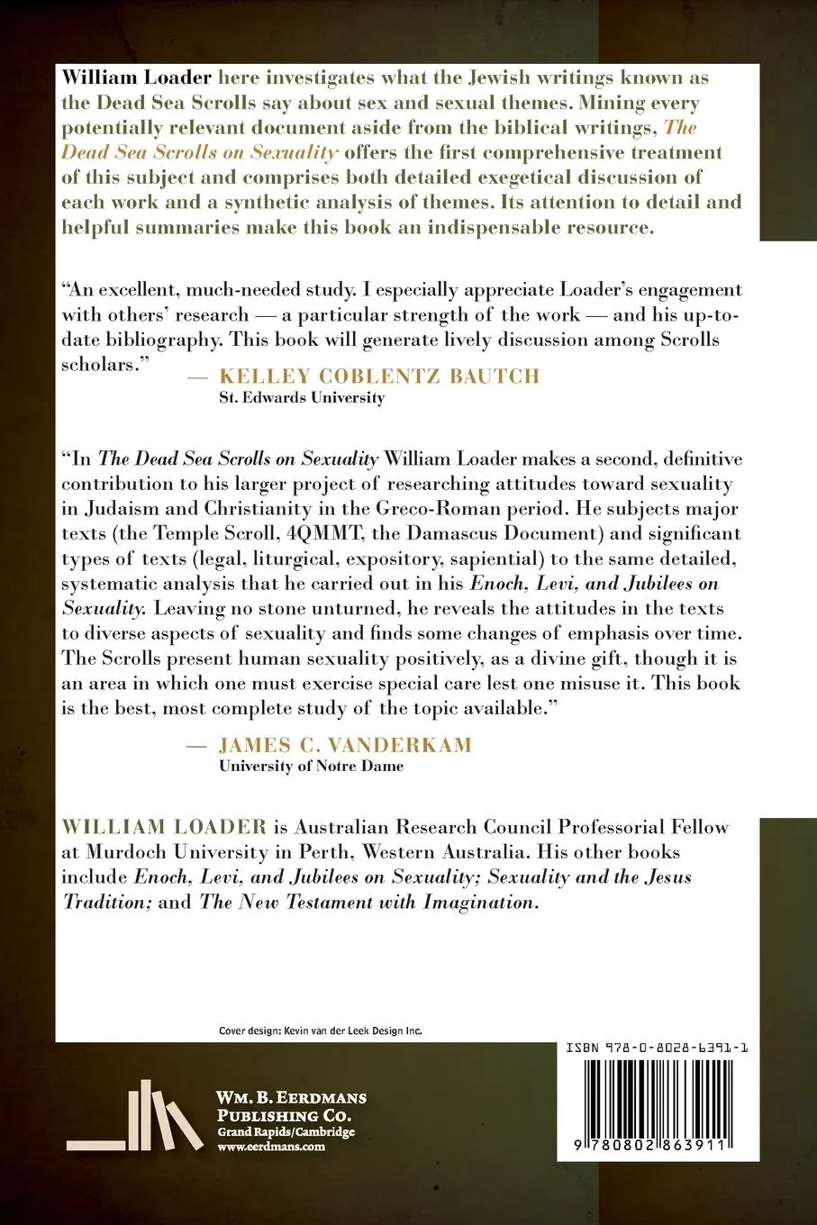 Rückseite: 9780802863911 | Dead Sea Scrolls on Sexuality | William Loader | Taschenbuch | 2009