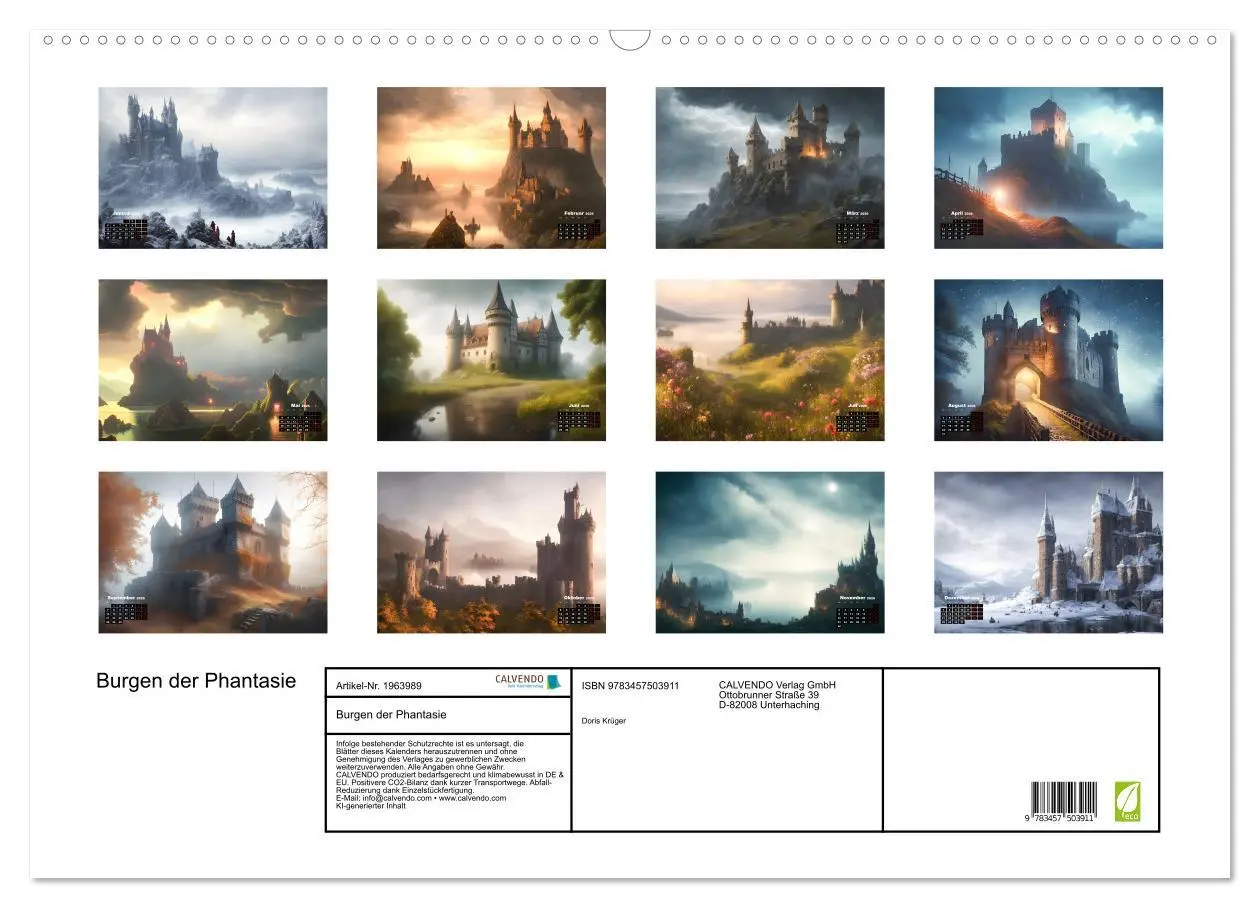 Bild: 9783457503911 | Burgen der Phantasie (Wandkalender 2026 DIN A2 quer), CALVENDO...