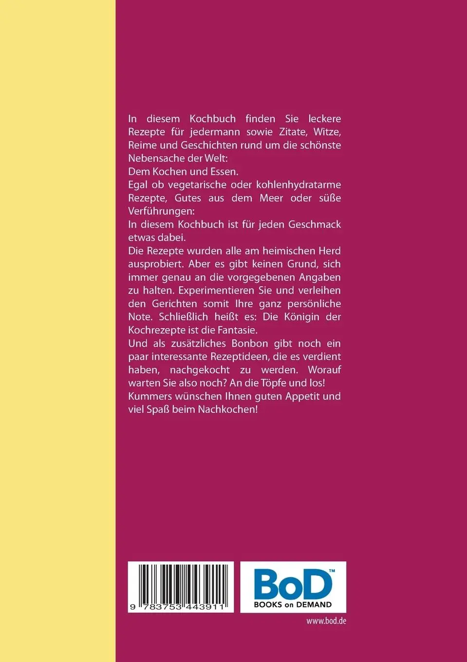 Rückseite: 9783753443911 | Kummers Schlemmerkochbuch - das etwas andere Kochbuch! | Britta Kummer