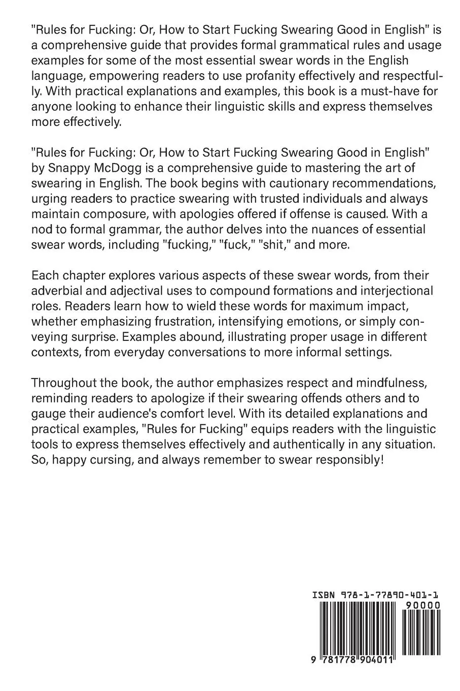 Rückseite: 9781778904011 | Rules for Fucking | Or How to Start Fucking Swearing Good in English