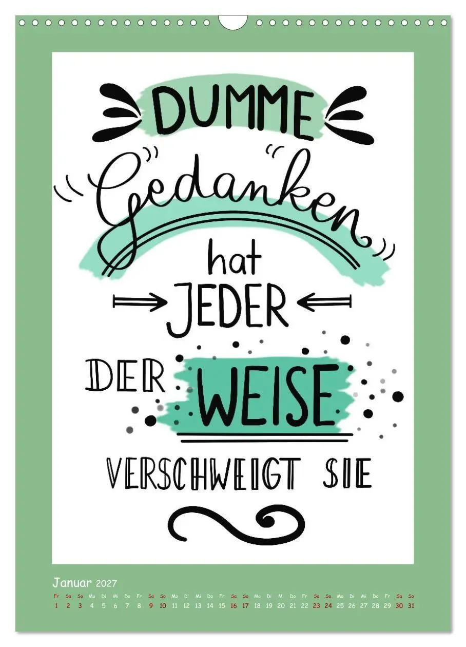 Bild: 9783569124011 | Nachgedacht-Sprüche und Zitate (Wandkalender 2027 DIN A3 hoch),...