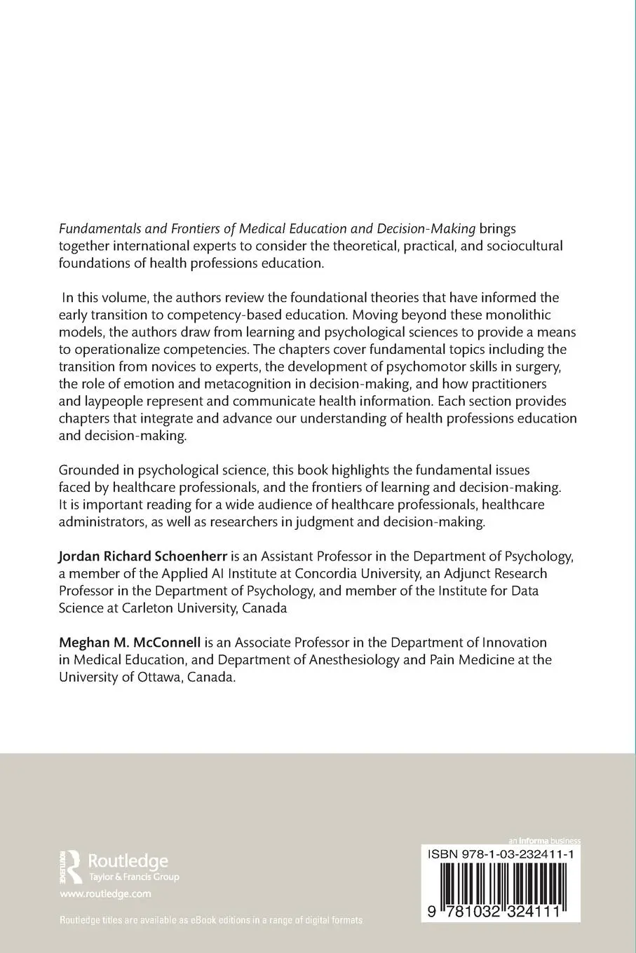 Rückseite: 9781032324111 | Fundamentals and Frontiers of Medical Education and Decision-Making