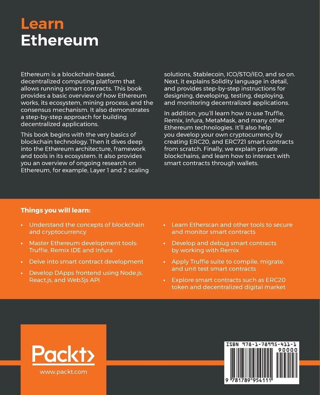 Rückseite: 9781789954111 | Learn Ethereum | Xun Wu (u. a.) | Taschenbuch | Englisch | 2019
