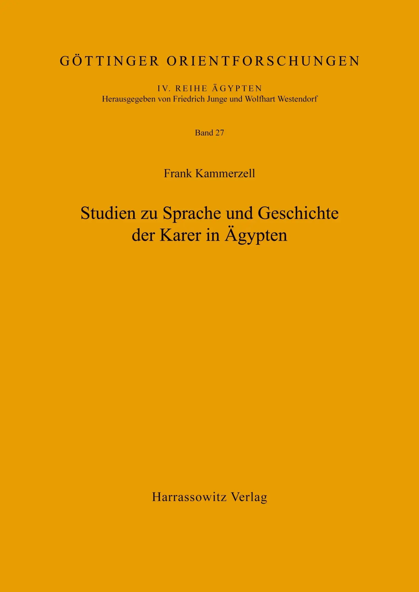 Cover: 9783447034111 | Studien zu Sprache und Geschichte der Karer in Ägypten | Kammerzell