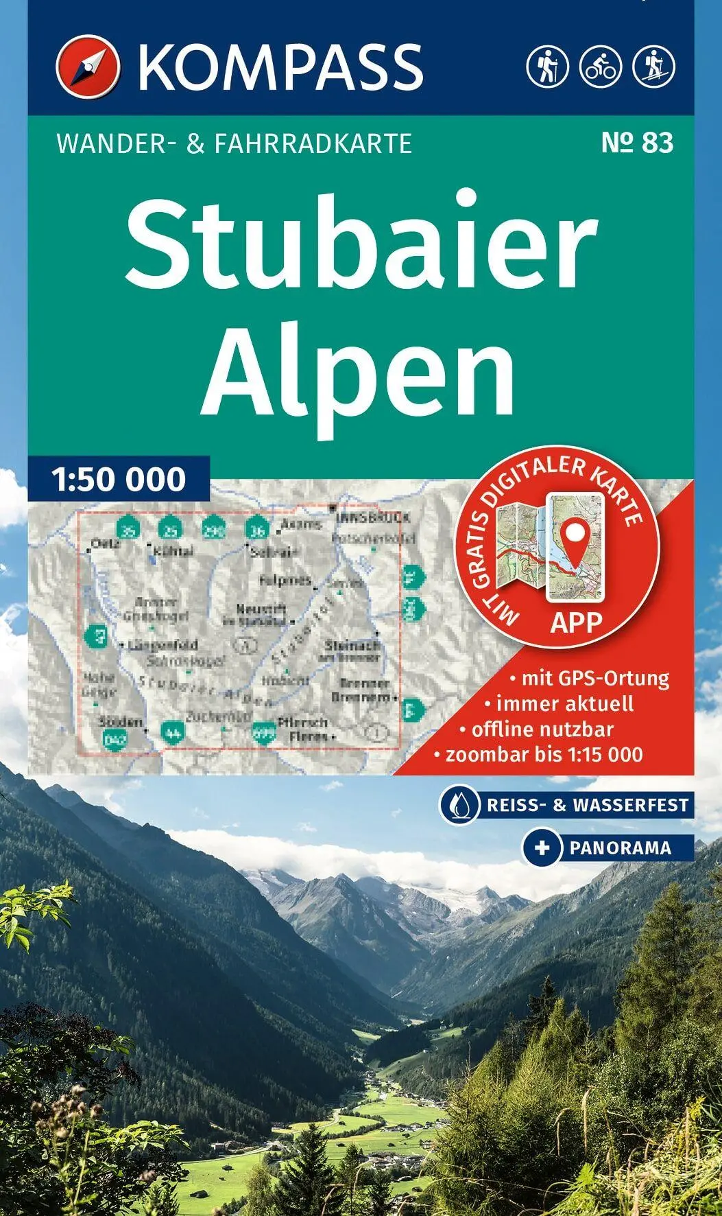 Cover: 9783991544111 | KOMPASS Wanderkarte 83 Stubaier Alpen 1:50.000 | (Land-)Karte | 2025