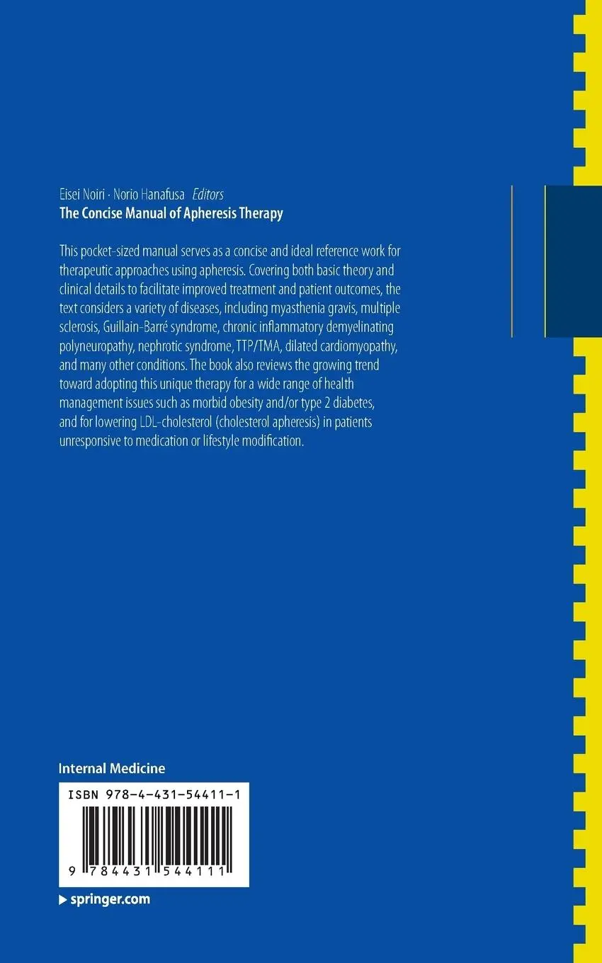 Rückseite: 9784431544111 | The Concise Manual of Apheresis Therapy | Norio Hanafusa (u. a.)