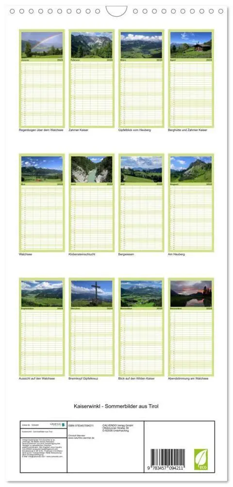 Bild: 9783457094211 | Familienplaner 2025 - Kaiserwinkl - Sommerbilder aus Tirol mit 5...