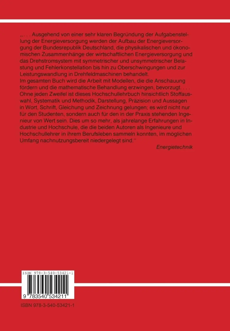 Rückseite: 9783540534211 | Grundlagen der elektrischen Energietechnik | Gerhard Hosemann (u. a.)