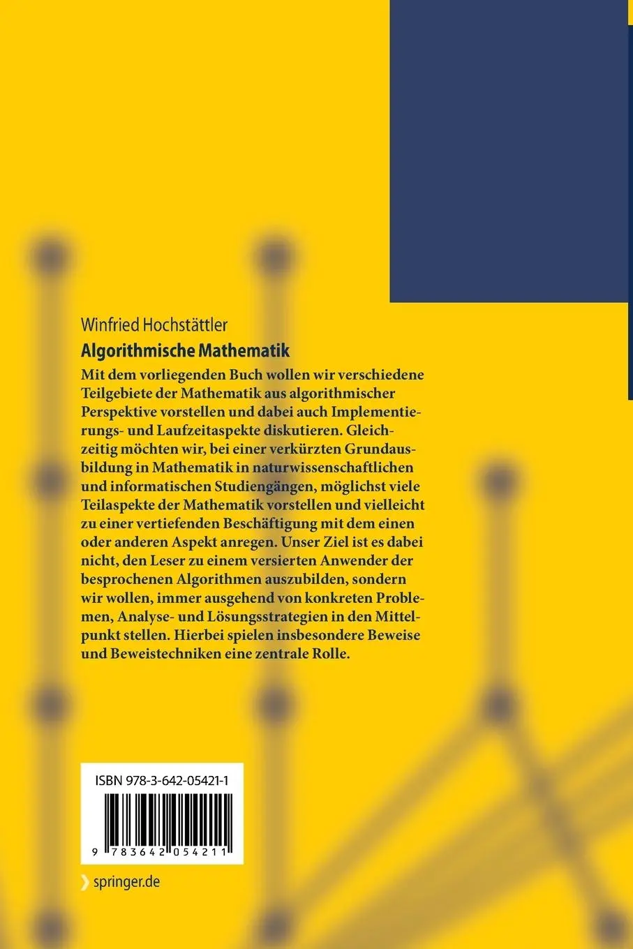 Rückseite: 9783642054211 | Algorithmische Mathematik | Winfried Hochstättler | Taschenbuch | xiii