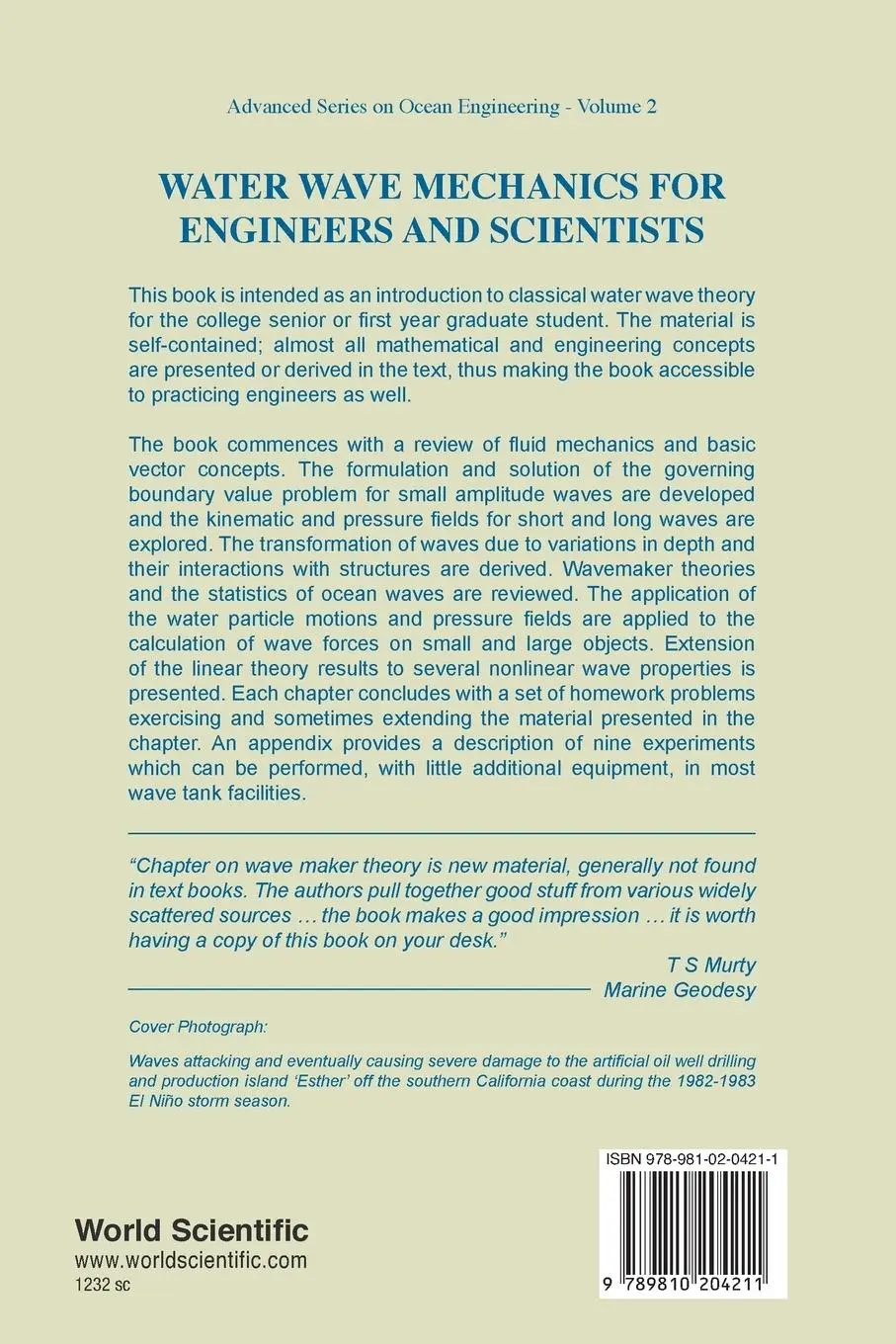 Rückseite: 9789810204211 | WATER WAVE MECHANICS FOR ENGINEER...(V2) | Dean | Taschenbuch | 1991