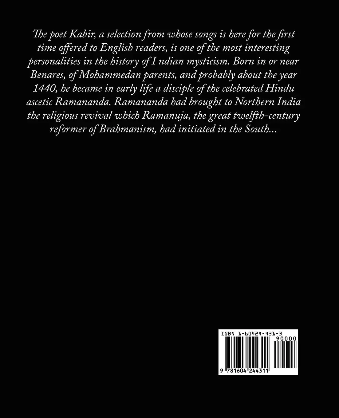 Rückseite: 9781604244311 | One Hundred Poems of Kabir - Rabindranath Tagore | Taschenbuch | 2007