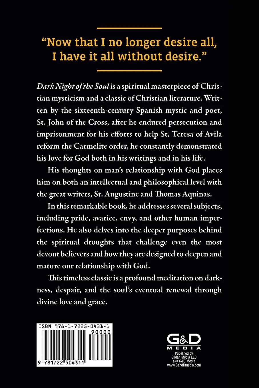 Rückseite: 9781722504311 | Dark Night of The Soul | St. John Of The Cross | Taschenbuch | 2025
