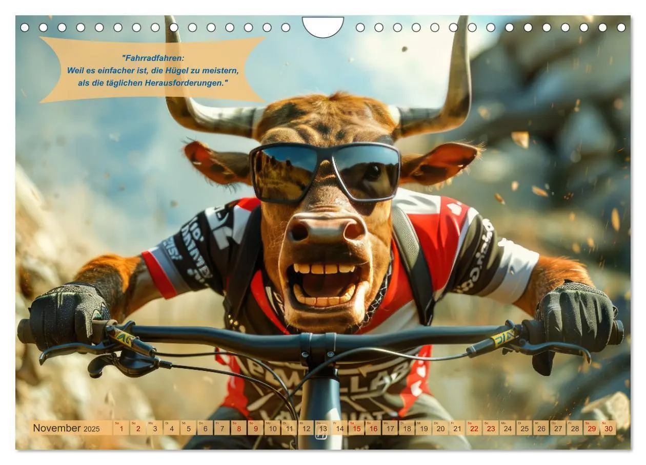 Bild: 9783457154311 | Der tierisch lustige Fahrradkalender (Wandkalender 2025 DIN A4...