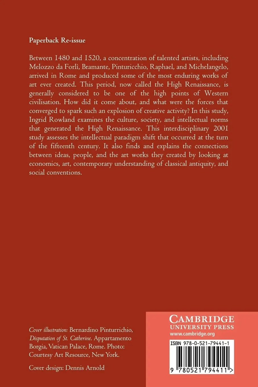 Rückseite: 9780521794411 | The Culture of the High Renaissance | Ingrid D. Rowland | Taschenbuch