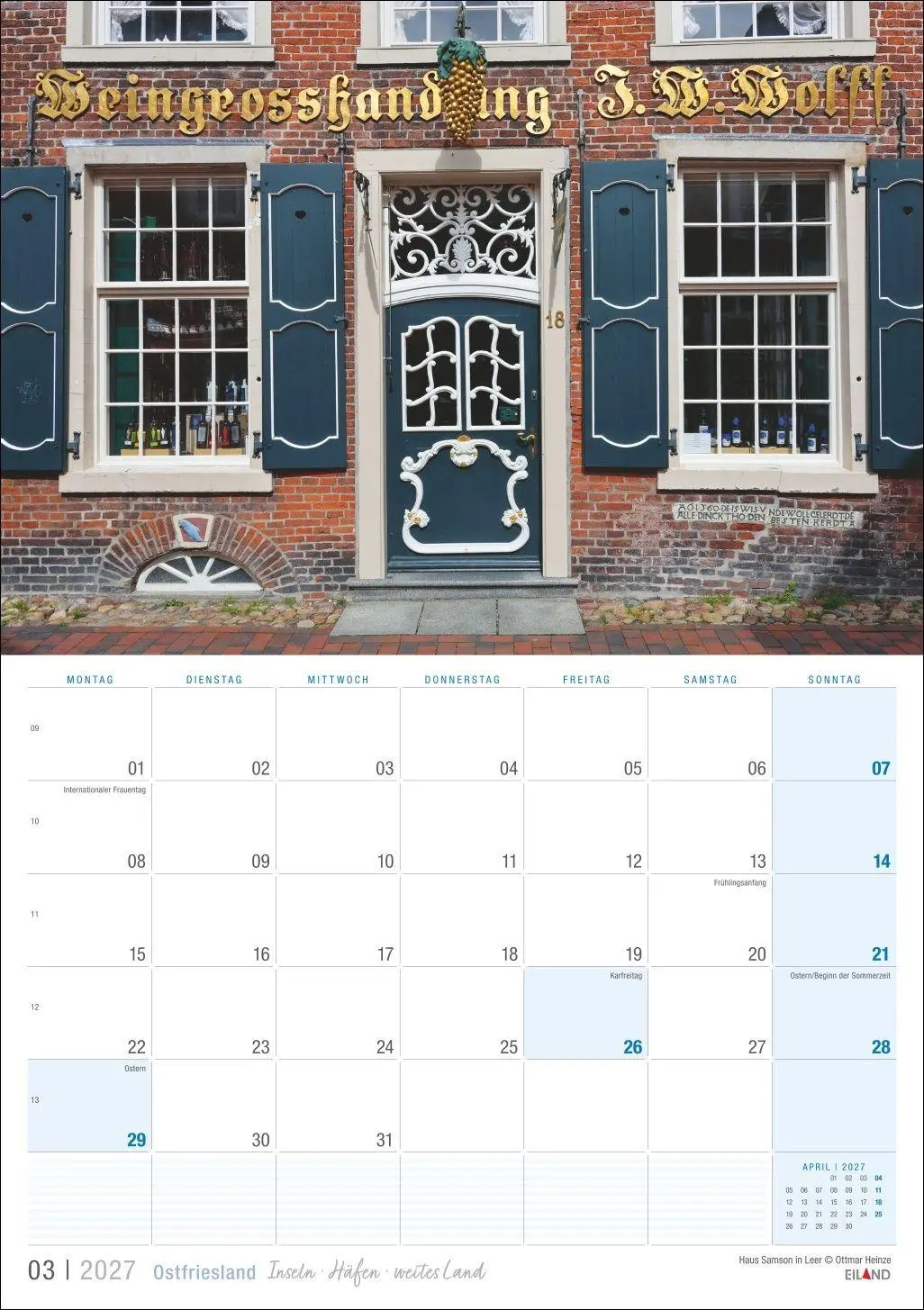 Bild: 9783964024411 | Ostfriesland Kalender 2027 - Inseln · Häfen · weites Land | Eiland