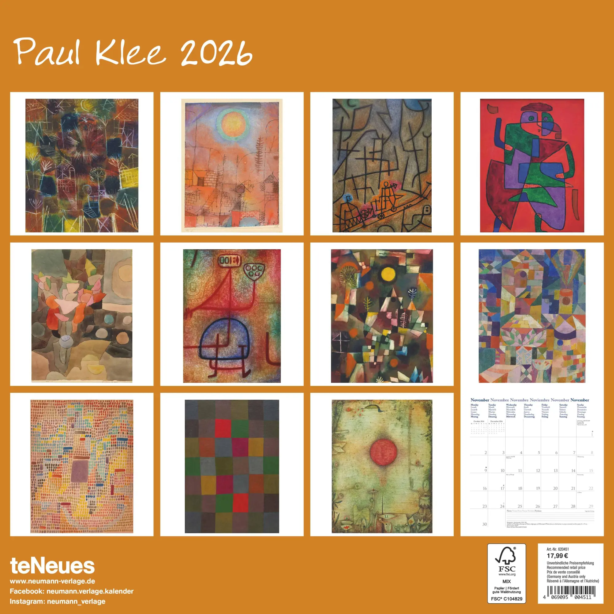 Rückseite: 4069095004511 | Paul Klee 2026 - Wand-Kalender - Broschüren-Kalender - 30x30 -...