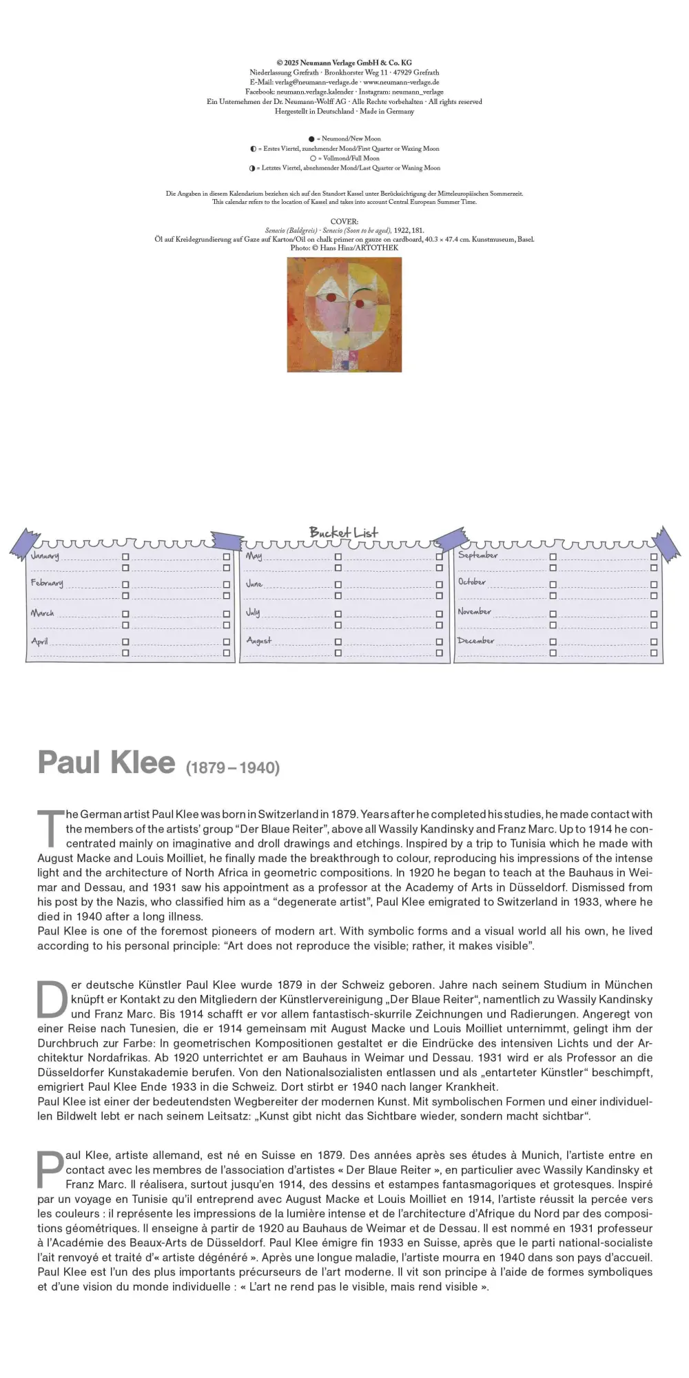 Bild: 4069095004511 | Paul Klee 2026 - Wand-Kalender - Broschüren-Kalender - 30x30 -...