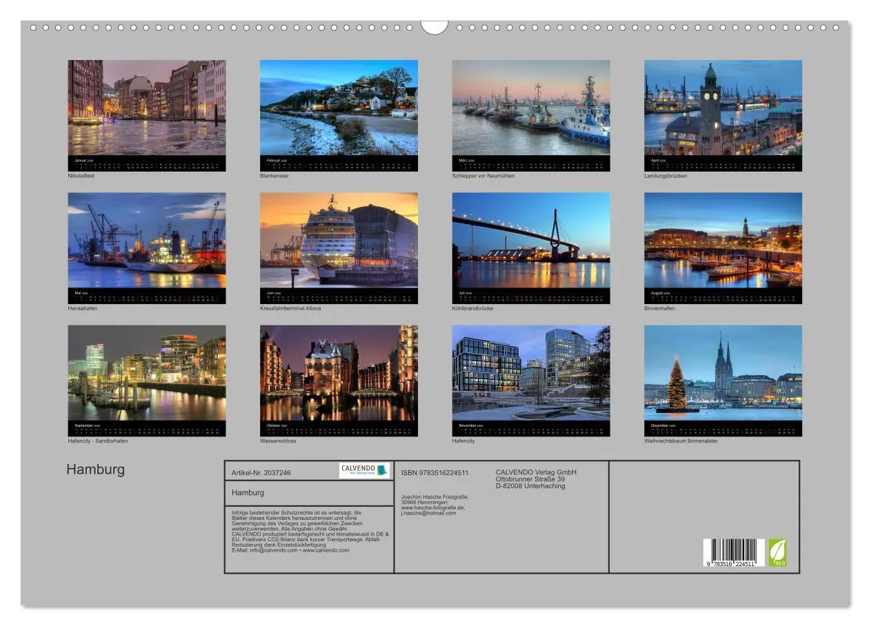 Bild: 9783516224511 | Hamburg (Wandkalender 2026 DIN A2 quer), CALVENDO Monatskalender