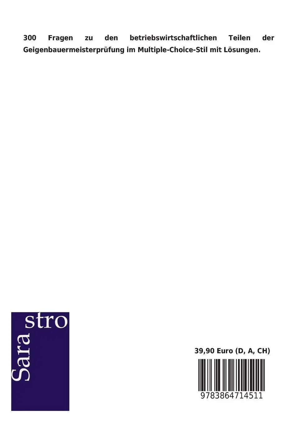 Rückseite: 9783864714511 | 300 Prüfungsfragen zum Geigenbauermeister | 3. Prüfungsteil | Verlag