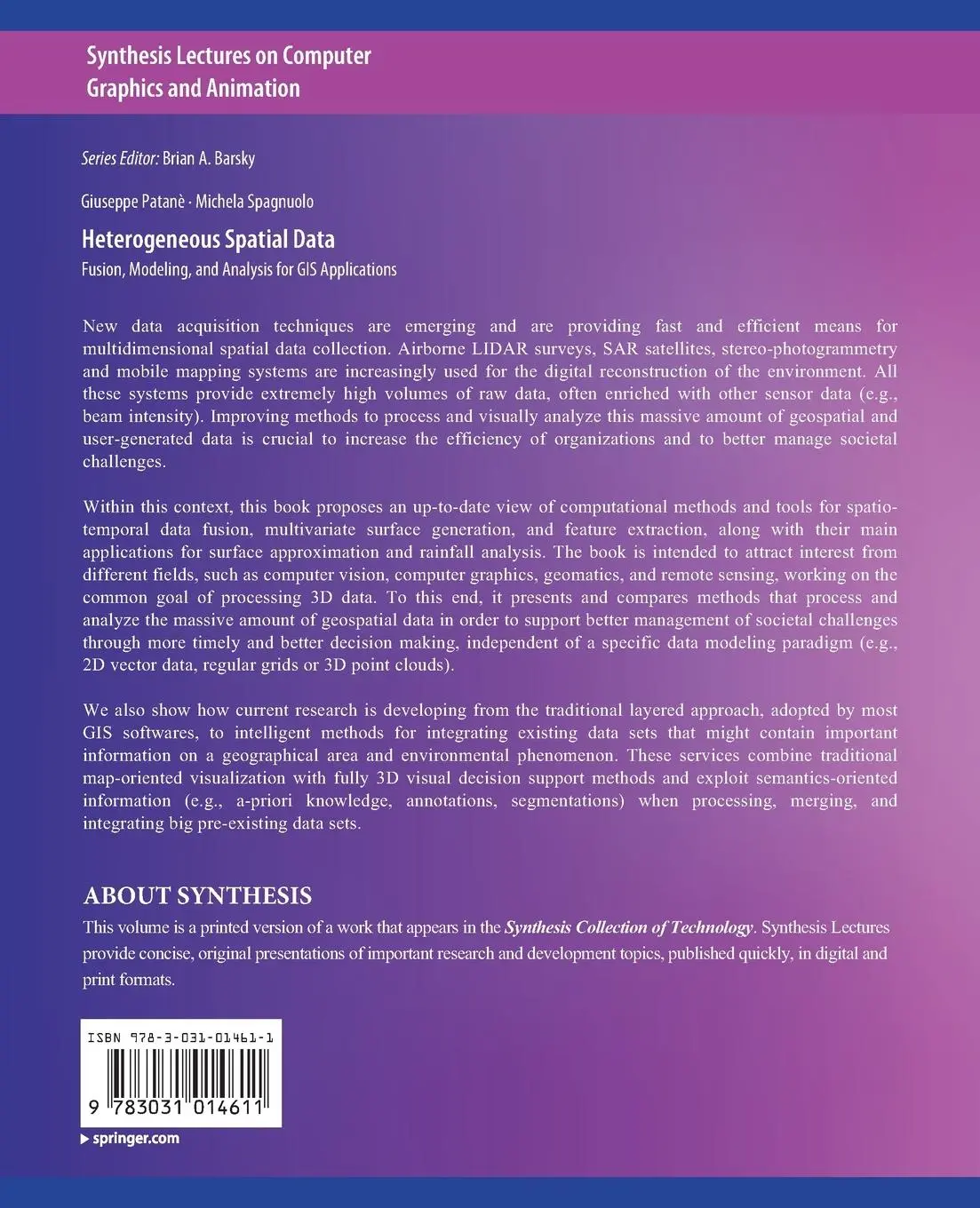 Rückseite: 9783031014611 | Heterogeneous Spatial Data | Giuseppe Patanè (u. a.) | Taschenbuch