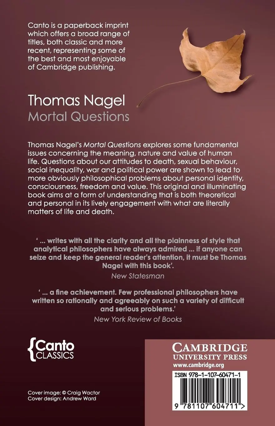 Rückseite: 9781107604711 | Mortal Questions (Canto Classics) | Thomas Nagel | Taschenbuch | 2019