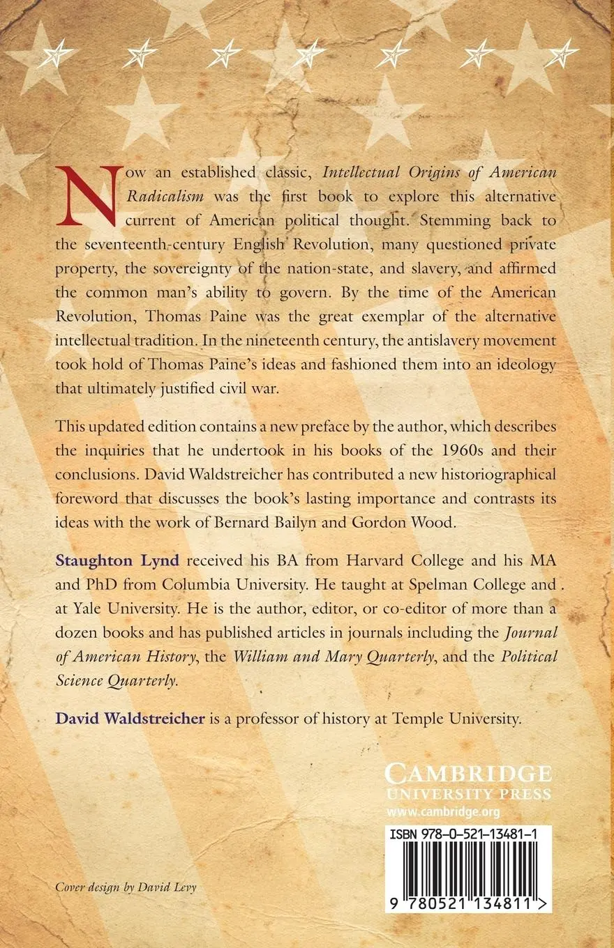 Rückseite: 9780521134811 | Intellectual Origins of American Radicalism | Staughton Lynd | Buch