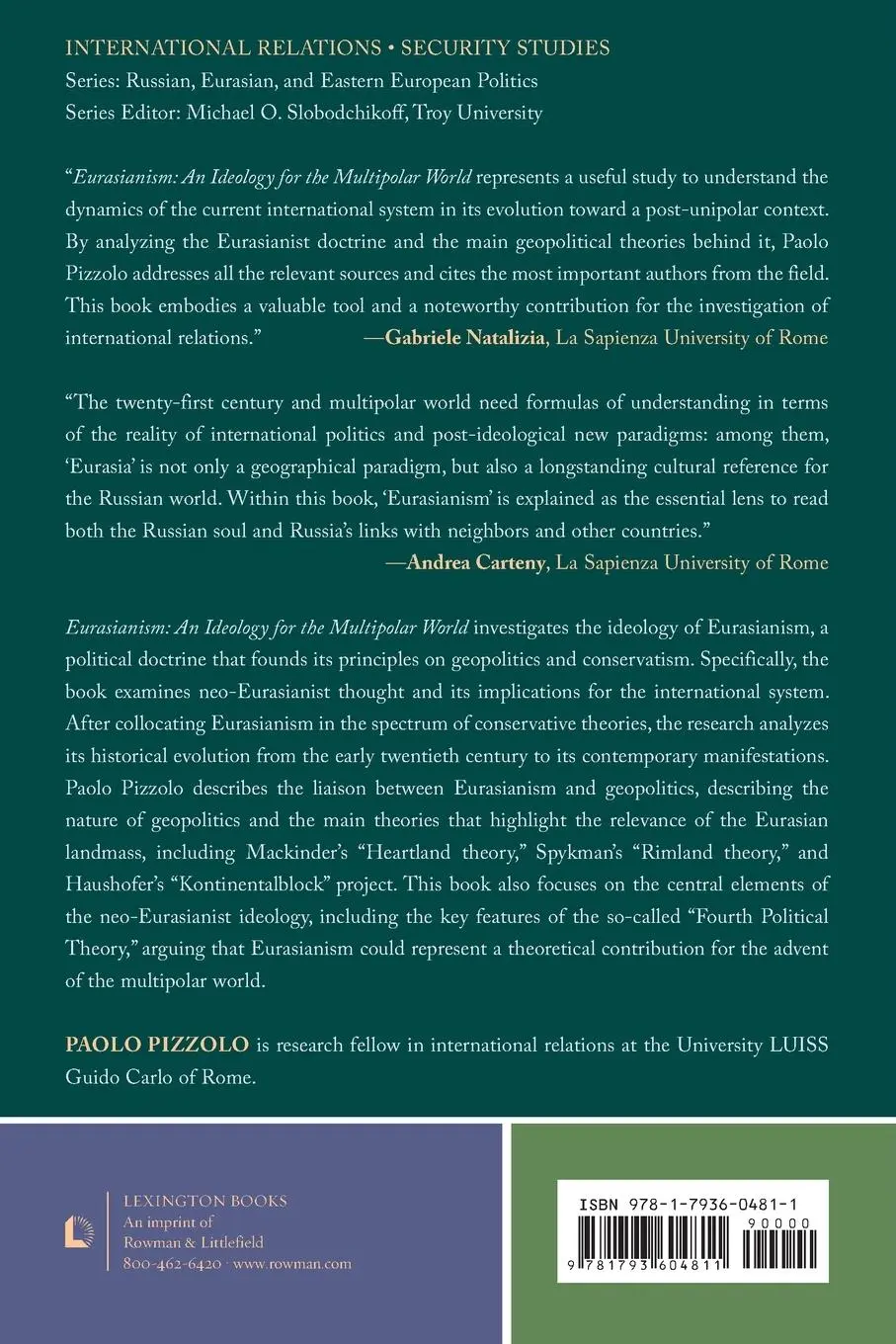 Rückseite: 9781793604811 | Eurasianism | An Ideology for the Multipolar World | Paolo Pizzolo