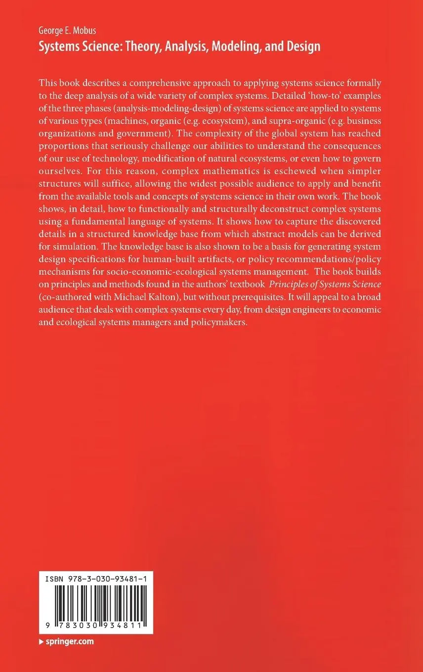 Rückseite: 9783030934811 | Systems Science: Theory, Analysis, Modeling, and Design | Mobus | Buch