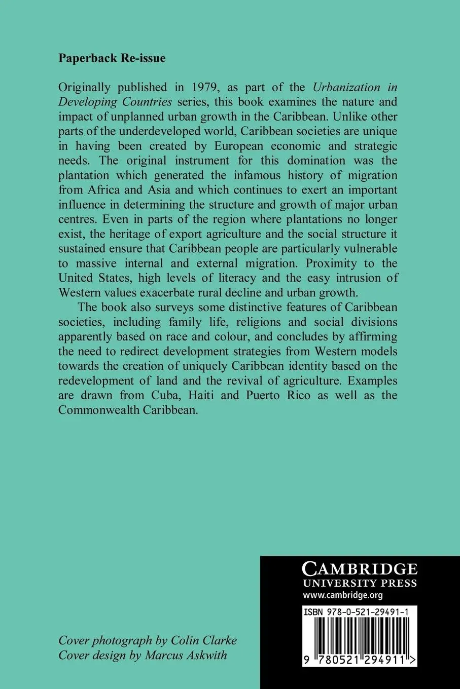 Rückseite: 9780521294911 | Urbanization and Urban Growth in the Caribbean | Malcolm Cross (u. a.)