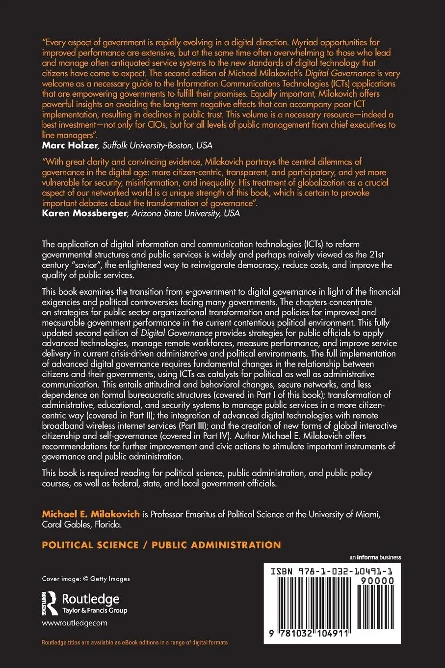 Rückseite: 9781032104911 | Digital Governance | Michael E. Milakovich | Taschenbuch | Englisch