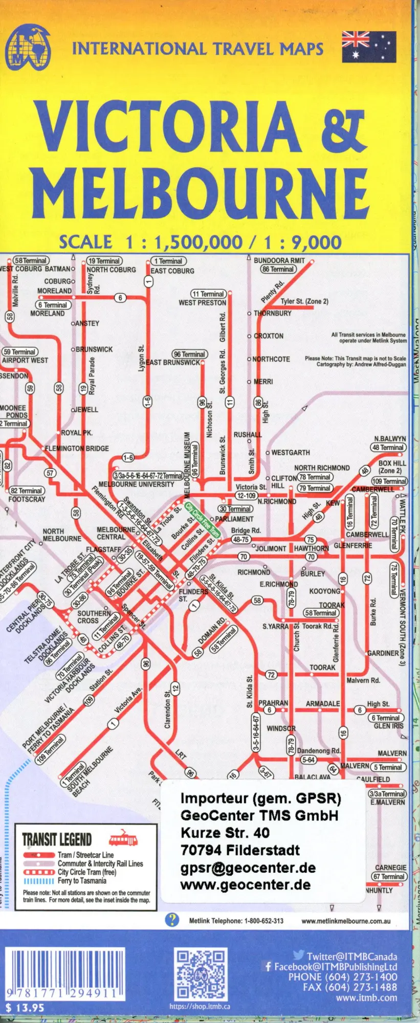 Bild: 9781771294911 | Melbourne &amp; Victoria States | (Land-)Karte | International Travel Map