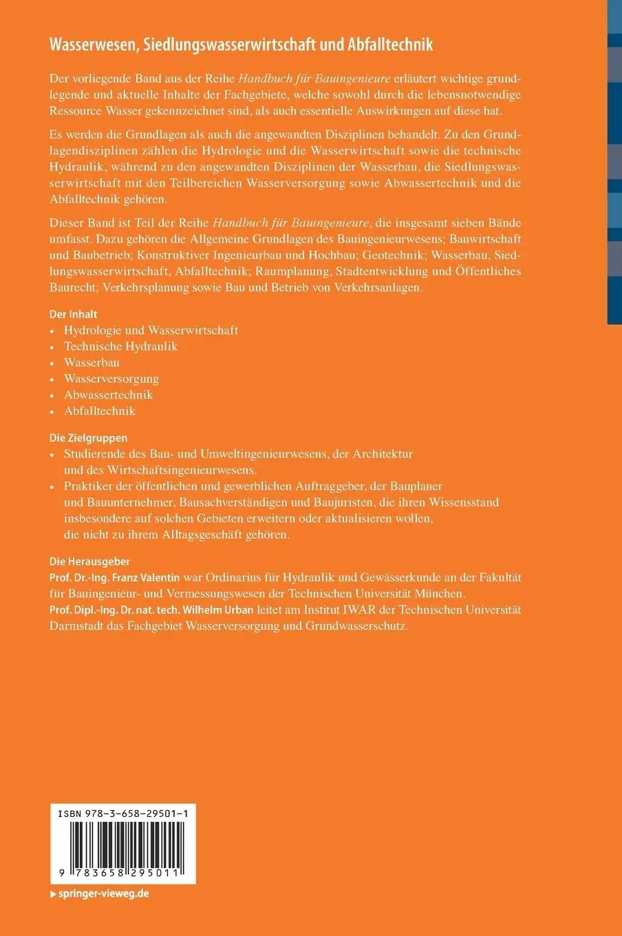 Rückseite: 9783658295011 | Wasserbau, Siedlungswasserwirtschaft und Abfalltechnik | Buch | ix