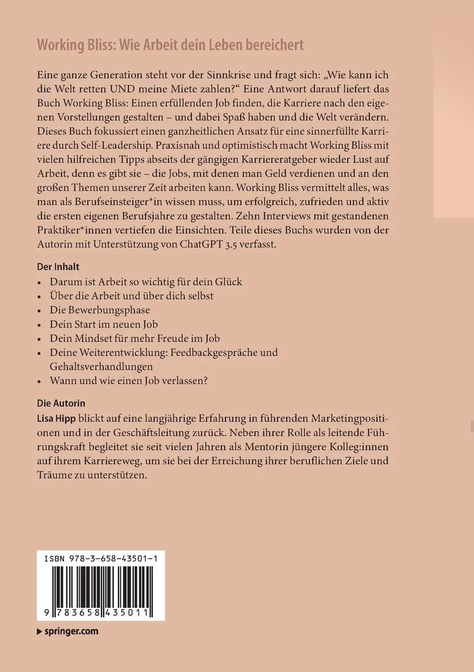 Rückseite: 9783658435011 | Working Bliss: Wie Arbeit dein Leben bereichert | Lisa Hipp | Buch