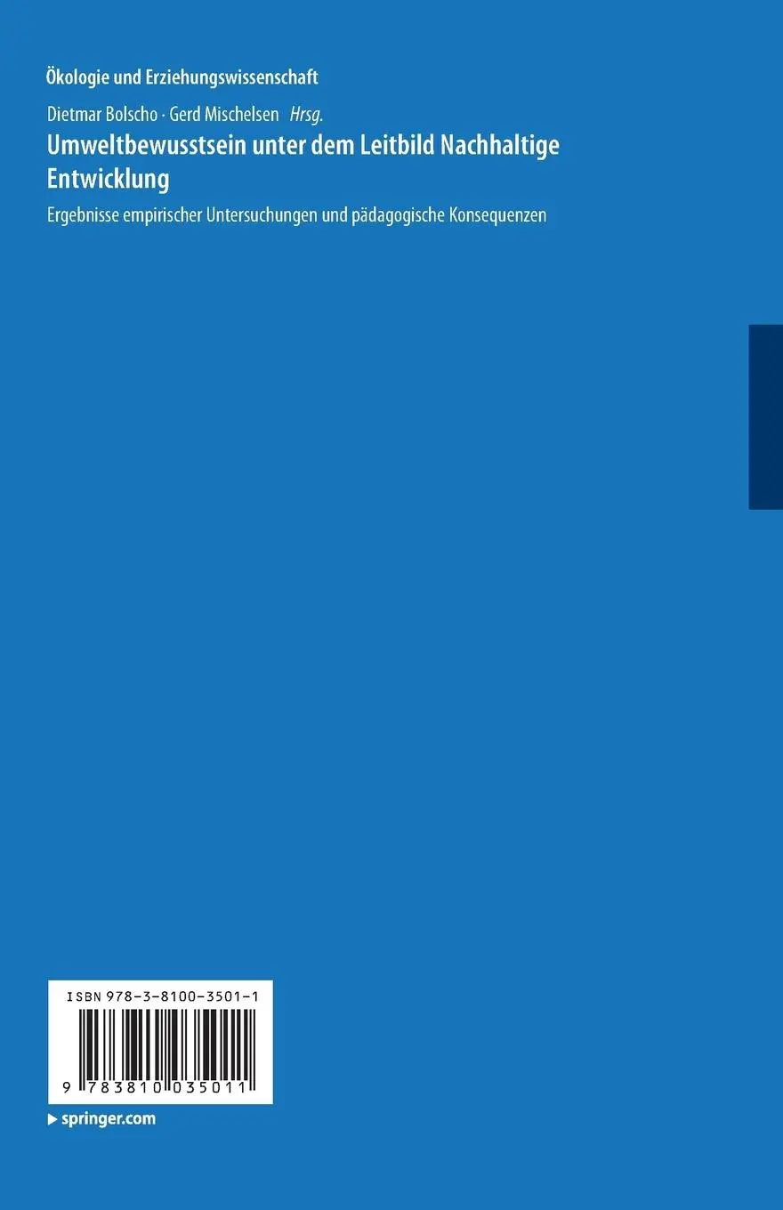 Rückseite: 9783810035011 | Umweltbewusstsein unter dem Leitbild Nachhaltige Entwicklung | Buch