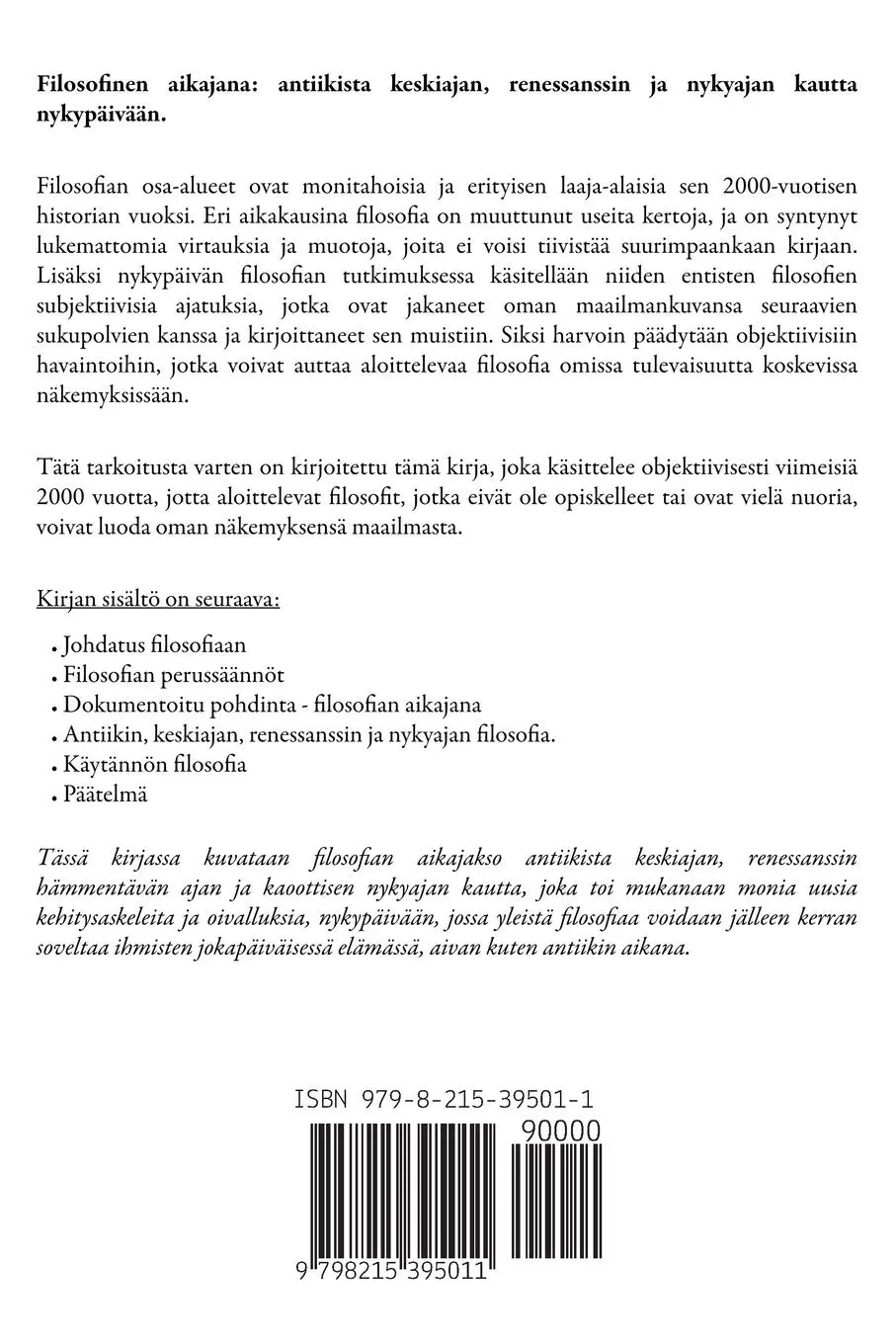 Rückseite: 9798215395011 | Filosofian Historia | Emilia Mäkelä | Taschenbuch | Finnisch | 2023