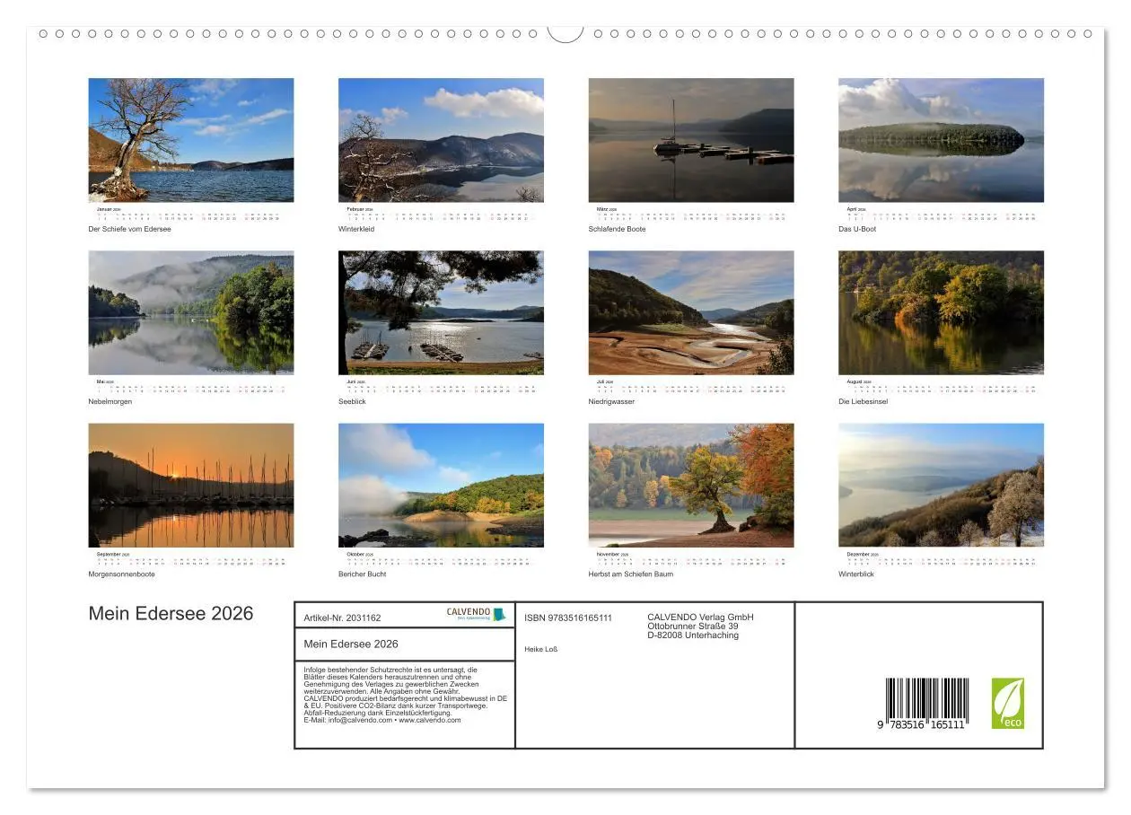 Bild: 9783516165111 | Mein Edersee 2026 (hochwertiger Premium Wandkalender 2026 DIN A2...