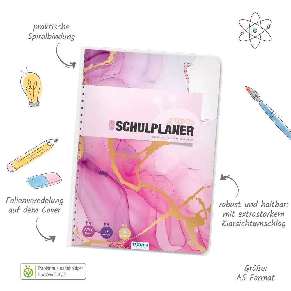 Bild: 9783988025111 | Trötsch Schulplaner Pink 25/26 | Trötsch Verlag | Kalender | 128 S.